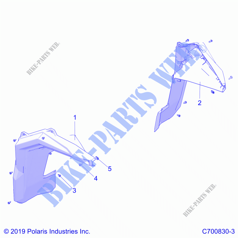 GARDE BOUE FLARES, FRONT   G22GMJ99AC/AJ/BC/BJ (C700830 3) pour Polaris GENERAL XP4 1000 DELUXE de 2022