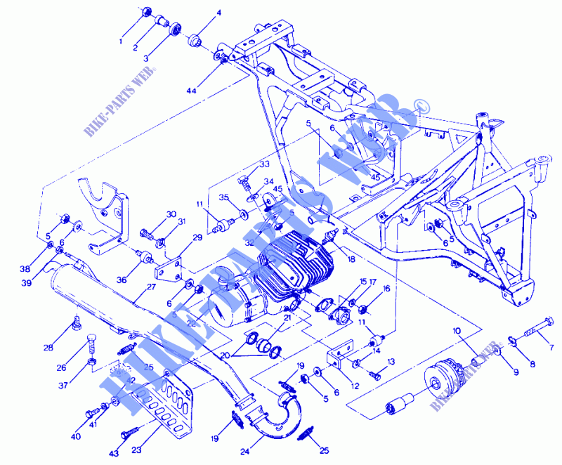 ENGINE AND SUPPORT SILENCIEUX (49147514750005) pour Polaris TRAIL BOSS 4X4 de 1987