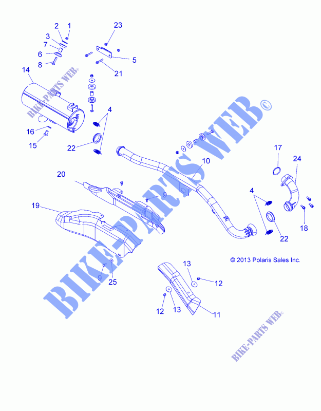 ECHAPPEMENT   A15SEH57AD (49ATVECHAPPEMENT14SP570) pour Polaris SPORTSMAN 570 HD de 2015