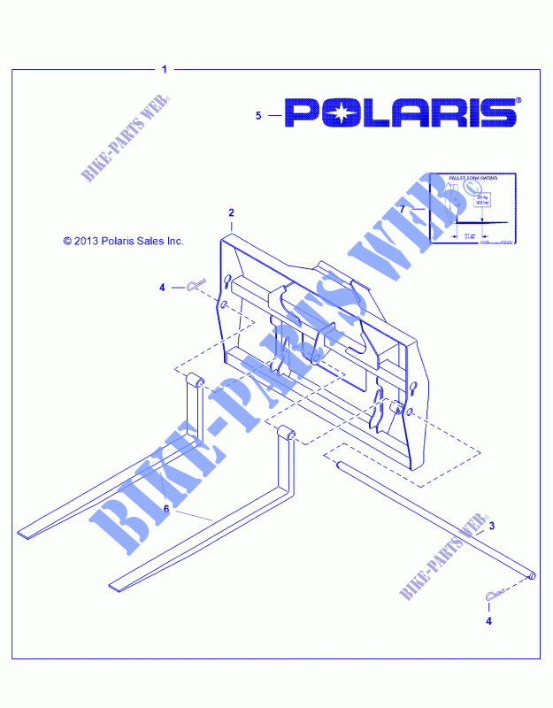 FOURCHE POUR PALLETTES   D163PD1AJ/B4 FRK (49BRUTUSFORK6638) pour Polaris MOWER FRONT MOUNT de 2016