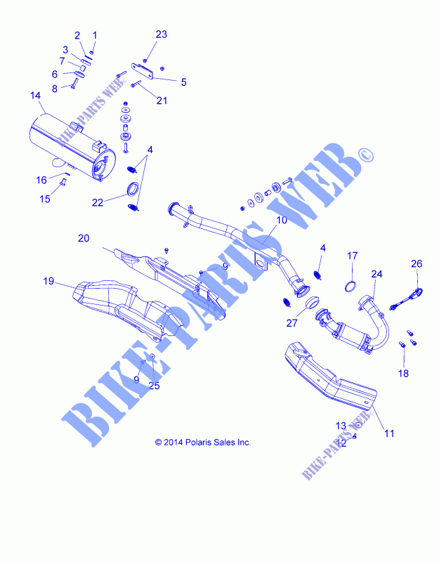 ECHAPPEMENT   A15SHC57CS (49ATVECHAPPEMENT15QUAD) pour Polaris SPORTSMAN 570 SP EPS de 2015