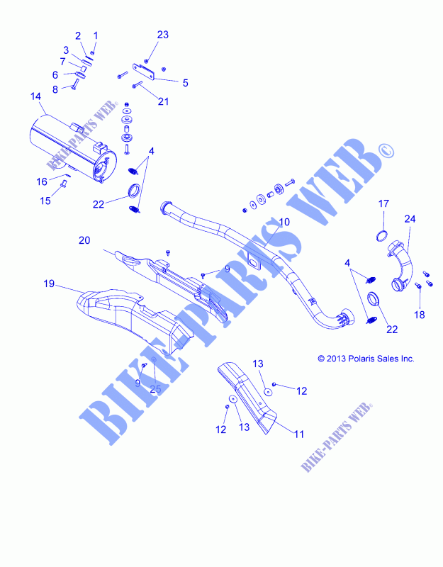 ECHAPPEMENT   A15SHS57CS (49ATVECHAPPEMENT14SP570) pour Polaris SPORTSMAN 570 SP EPS TRACTOR de 2015
