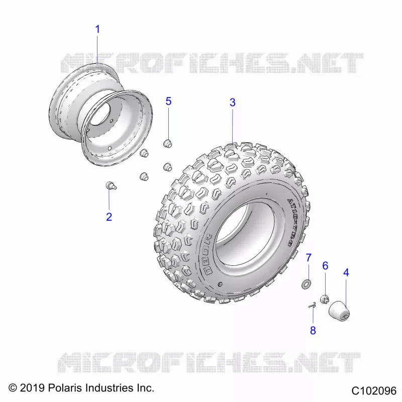 ROUES, FRONT - A24HBBO7B6/B7 (C102096) Polaris OUTLAW 70 2024 OUTLAW 70  OUTLAW 70