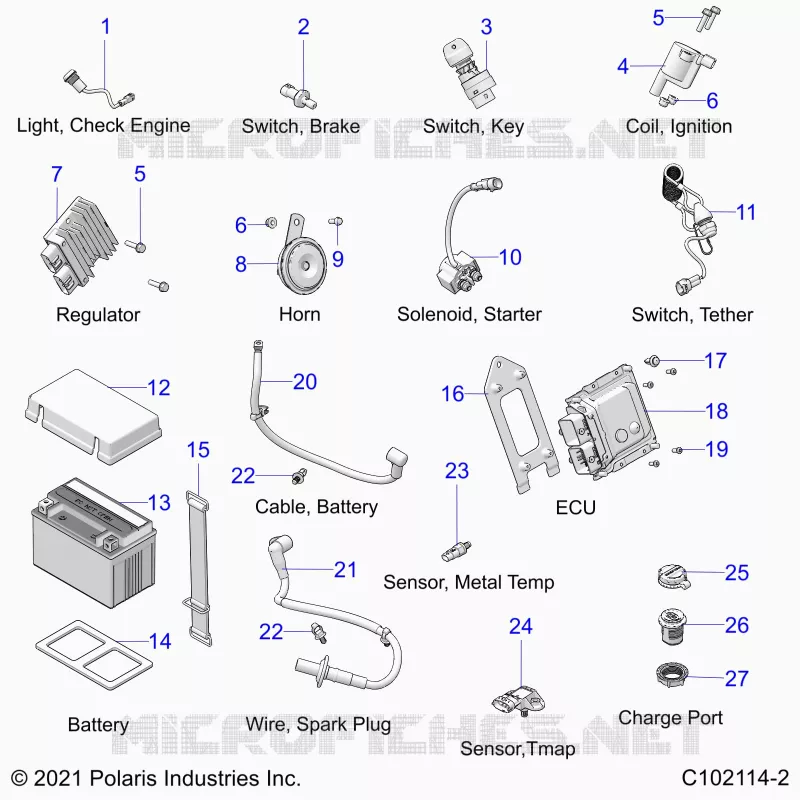 ELECTRICITE, COMPONENTS - A23HBBO7B3/B7 (C102114-2) Polaris OUTLAW 70 2023 OUTLAW 70  OUTLAW 70
