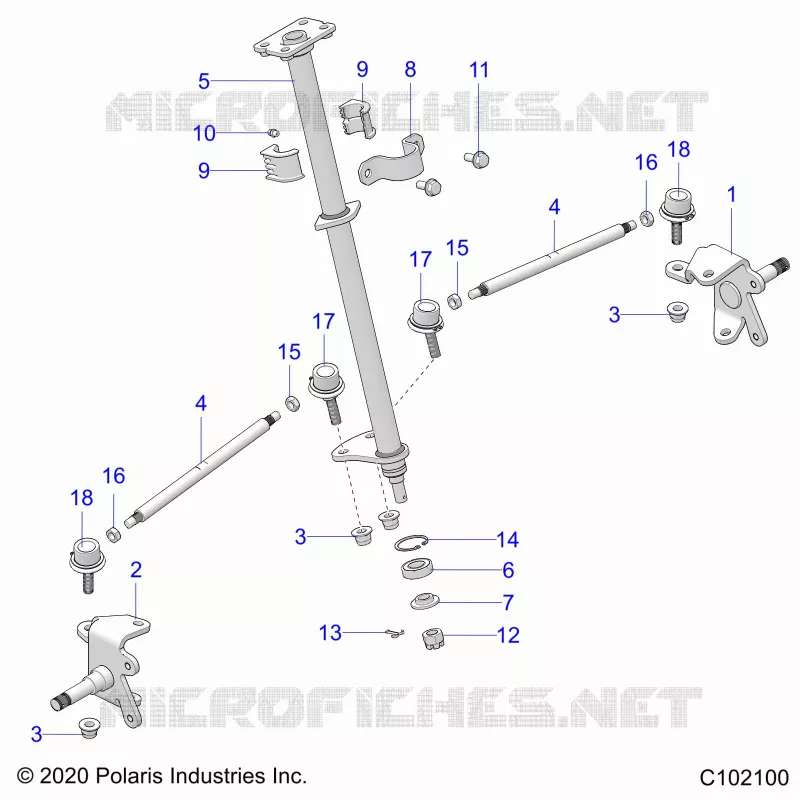 STEERING, COLONNE DE DIRECTION AND TIE ROD ASM - A23HBBO7B3/B7 (C102100) Polaris OUTLAW 70 2023 OUTLAW 70  OUTLAW 70
