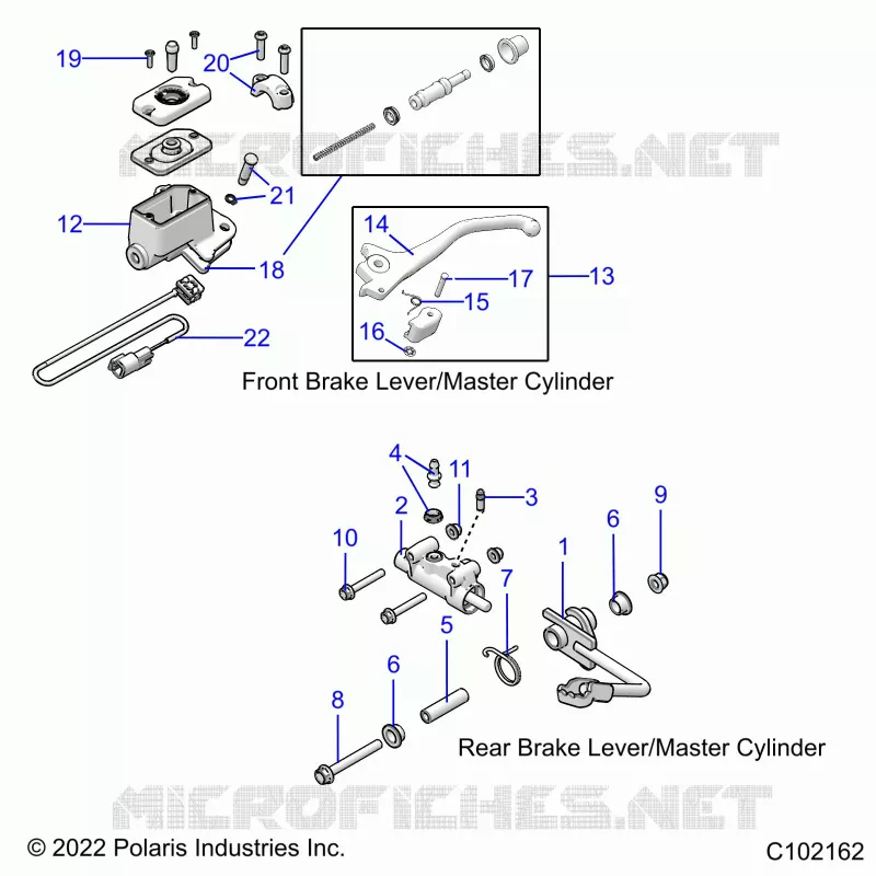 BRAKES, BRAKE LEVERS AND MAITRE CYLINDRES - A23HBE07B2 (C102162) Polaris OUTLAW 70 2023 OUTLAW 70 LE  OUTLAW 70 LE