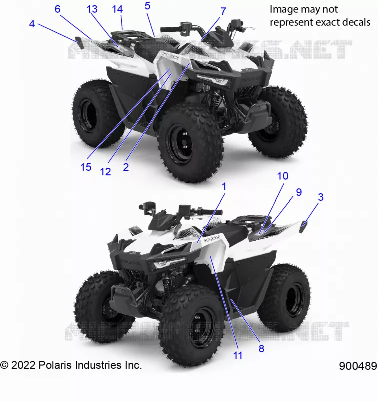 EMBLEMESS, WARNING AND REFLECTORS - A23HBE07B2 (900489) Polaris OUTLAW 70 2023 OUTLAW 70 LE  OUTLAW 70 LE