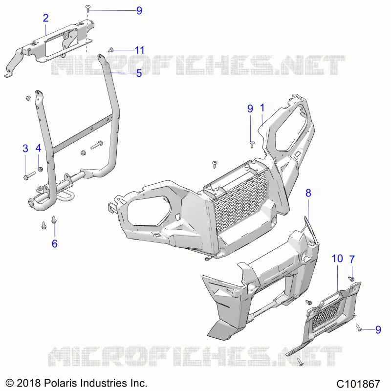 PARE CHOCS AVANT AND MOUNTING - A23S6E57A1 (C101867) Polaris SPORTSMAN 570 2023 SPORTSMAN 570 6X6  SPORTSMAN 570 6X6