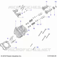 ENGINE, CULASSE, CAMS AND VALVES   A23SEZ57AM/BM (C101422 20) pour Polaris SPORTSMAN 570 PREMIUM de 2023