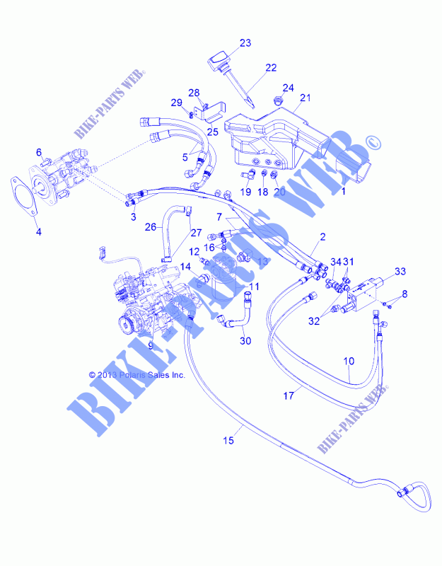 SYSTÈME DE TRANSMISSION, HYDROSTAT MOUNTING AND LINES   D131D9JDJ/1L9JDJ/2M9JDJ (49BRUTUSHYDROSTAT13) pour Polaris BRUTUS HD PTO de 2013