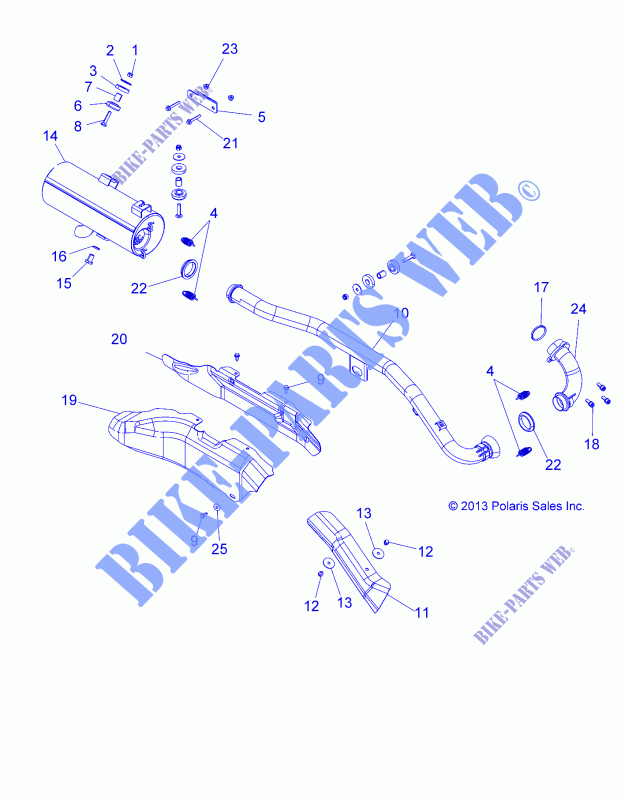ECHAPPEMENT   A15SHE57HS (49ATVECHAPPEMENT14SP570) pour Polaris SPORTSMAN 570 SP MD de 2015