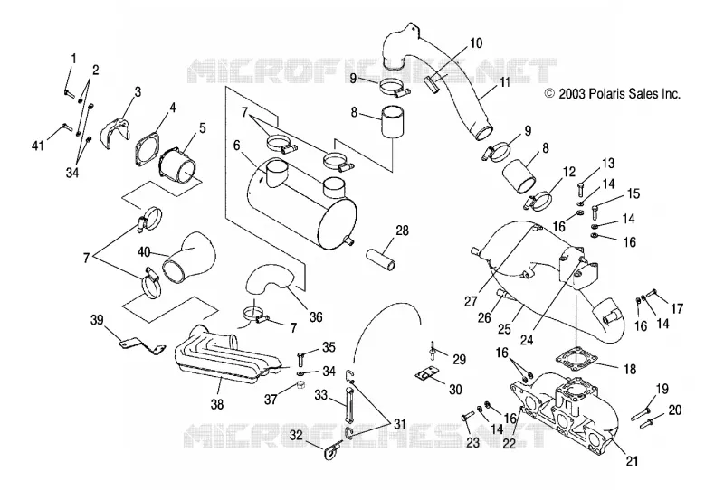 ECHAPPEMENT - W045303CA/IA (4990539053B06) Polaris JET SKI 1200 2004 MSX  MSX 140 - W045303CA/IA