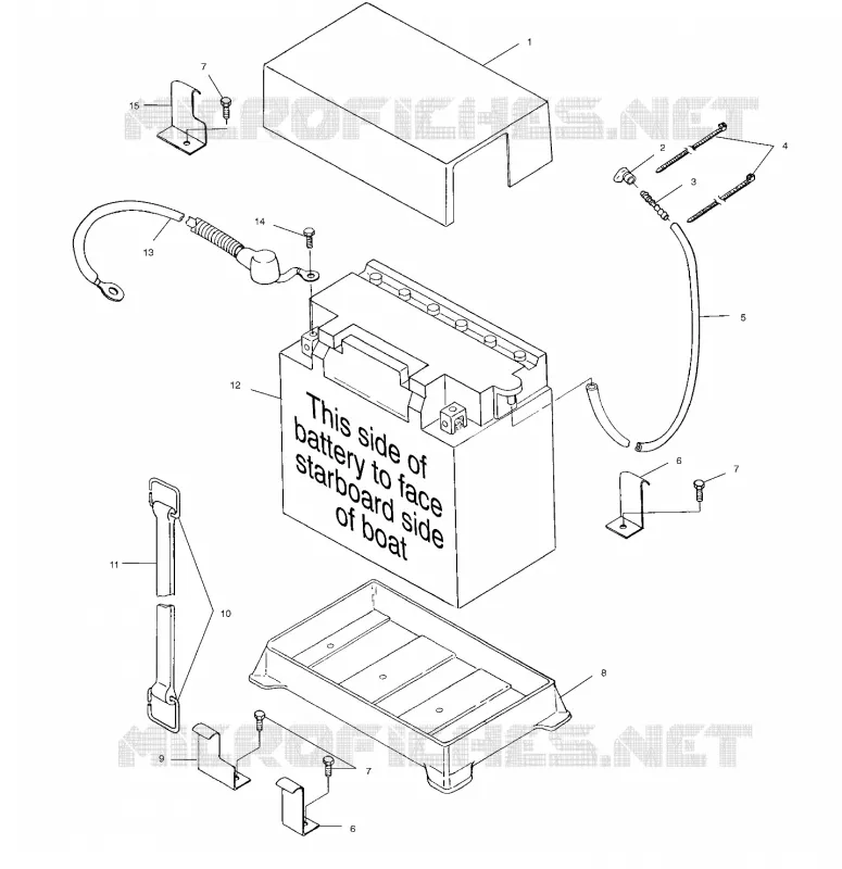 SUPPORT BATTERIE - W014699D (4964816481B005) Polaris JET SKI 1200 2001 SLX   SLX - W014699D