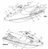 EMBLEMES SL 700 B974071, Intl. SL 700 I974071, SL 700 Deluxe B974072 and Intl (4940874087A008) pour Polaris SL de 1997