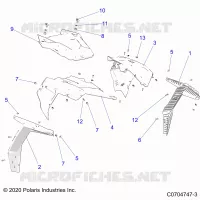 CAPOT AND FRONT BODY WORK   Z23A5P87A4/K87A4/A87A2(C0704747 3) pour Polaris RZR 900 TRAIL de 2023