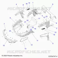 CARROSSERIE ARRIERE RACK AND FENDERS   Z23A5P87A4/K87A4/A87A2(C0704747 4) pour Polaris RZR 900 TRAIL de 2023
