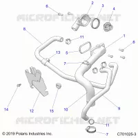 REFROIDISSEMENT, THERMOSTAT AND BYPASS   Z23A5P87A4/K87A4/A87A2(C701025 3) pour Polaris RZR 900 TRAIL de 2023