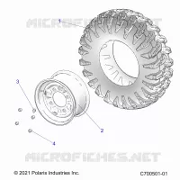 ROUES, REAR   Z23A5A87A2(C700501 01) pour Polaris RZR 900 TRAIL de 2023