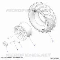 ROUES, REAR   Z23A5P87A5/K87A4(C0704709 2) pour Polaris RZR 900 TRAIL de 2023