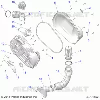 SYSTÃˆME DE TRANSMISSION, CLUTCH COVER AND DUCTING   Z23A5P87A4/K87A4/A87A2(C0701452) pour Polaris RZR 900 TRAIL de 2023