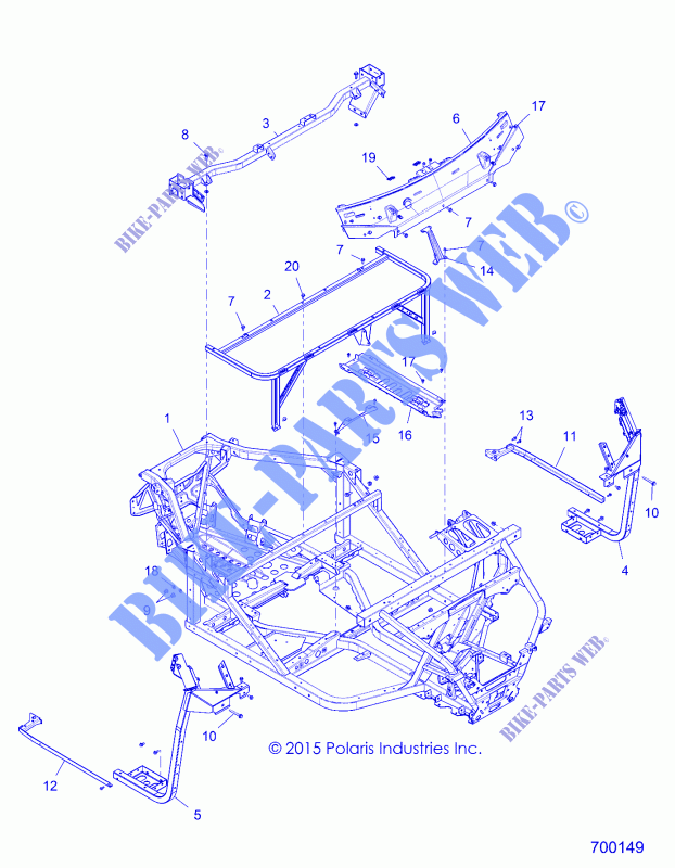 CHASSIS, CHASSIS   R15RTE87FA (700149) pour Polaris RANGER XP 900 EU de 2015