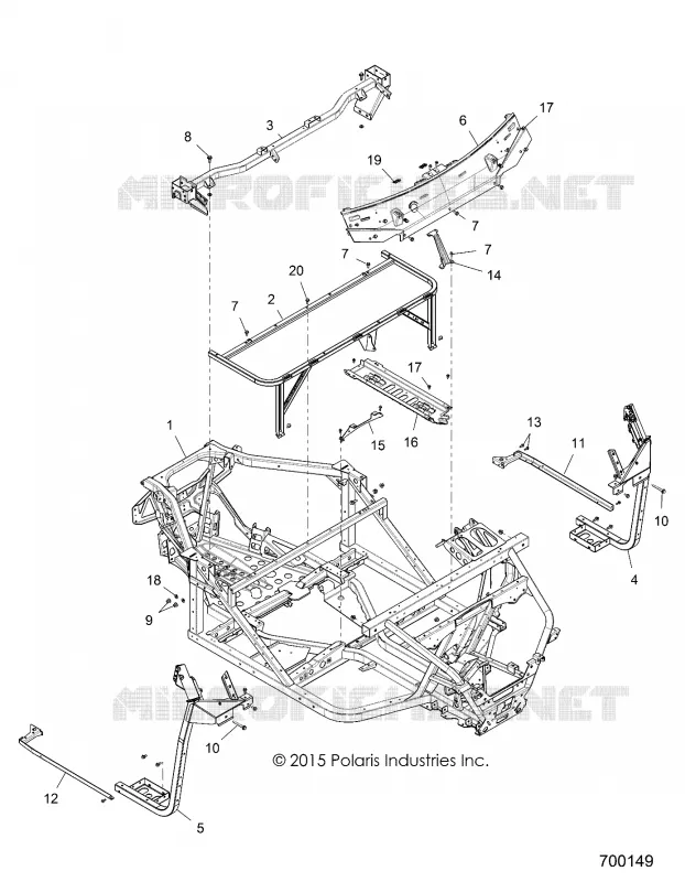 CHASSIS, CHASSIS - R15RTE87FA (700149) Polaris RANGER 900 2015 RANGER XP 900 EU  RANGER XP 900 EU