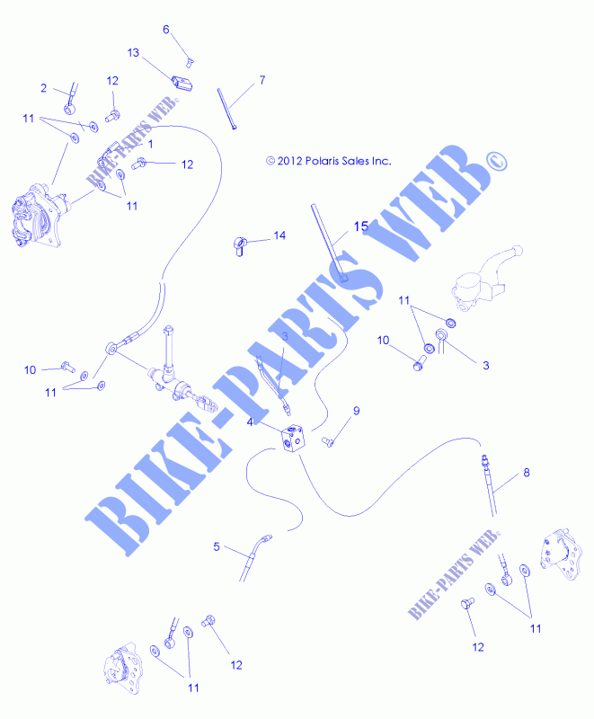 DURITES DE FREIN   A14MB46TH (49ATVFREINLINE13SP500TR) pour Polaris HAWKEYE 400 HO 2X4 HD de 2014