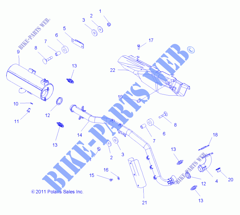 ECHAPPEMENT   A14MB46TH (49ATVECHAPPEMENT12SP500) pour Polaris HAWKEYE 400 HO 2X4 HD de 2014