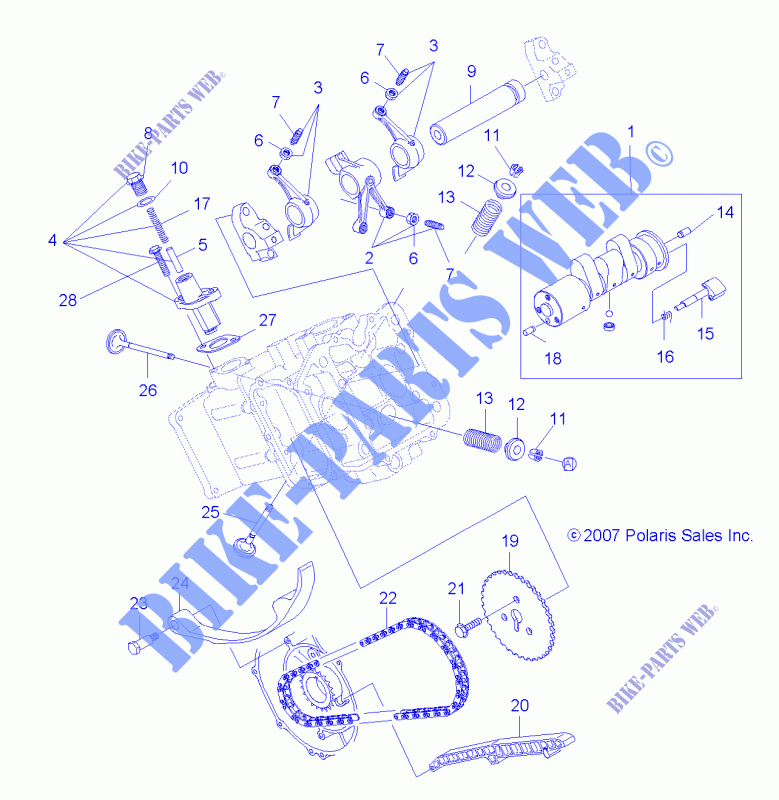 SOUPAPES and CAMSHAFT   A14MB46TH (49ATVVALVE08SP500) pour Polaris HAWKEYE 400 HO 2X4 HD de 2014