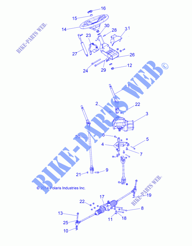DIRECTION   R15RMA57AA/AR/AZ/AC/LA/H57AR (49RGRDIRECTION15570) pour Polaris RANGER 570 de 2015