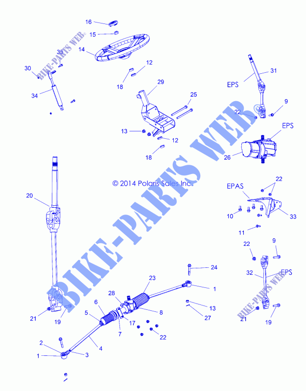 DIRECTION   R15RUA57AA/E57AC (49RGRDIRECTION15900XP) pour Polaris RANGER CREW 570 EFI FULL SIZE de 2015