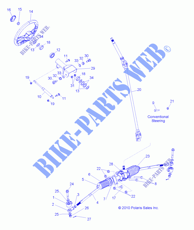 DIRECTION   R15RAA76AA/AJ (49RGRDIRECTION116X6) pour Polaris RANGER 800 6X6 de 2015