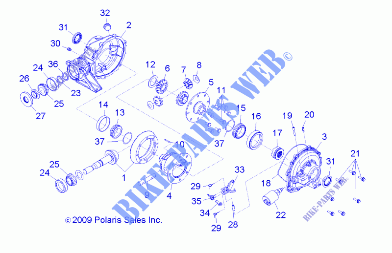 SYSTÈME DE TRANSMISSION, PONT ARRIERE   R15RAA76AA/AJ (49RGRPONTRR106X6) pour Polaris RANGER 800 6X6 de 2015