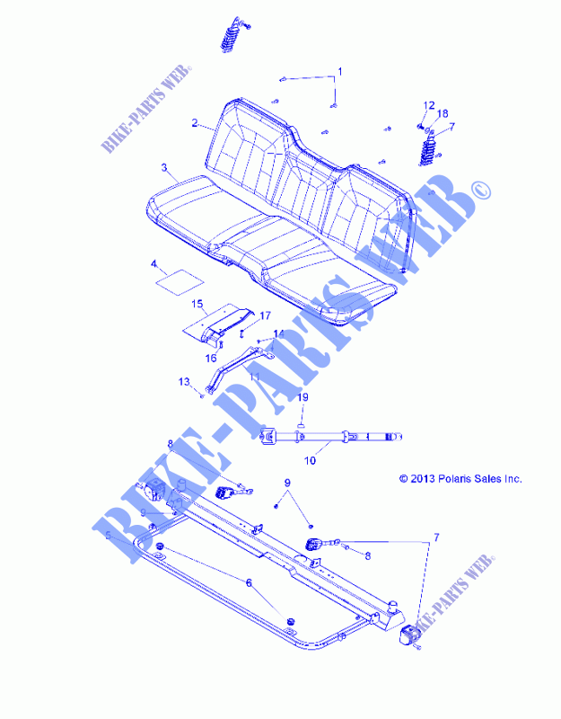 SIEGE and BASE   R14HR76AA/AJ (49RGRSIEGE146X6) pour Polaris RANGER 800 6X6 de 2014