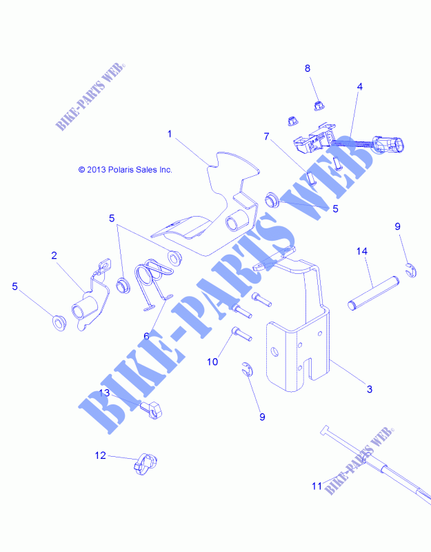 PEDALE D'ACCELERATEUR   R14WH57AA/AC/AR/6EAT (49RGRTHROTTLEPEDAL14570) pour Polaris RANGER CREW 570 EFI / EPS LE de 2014