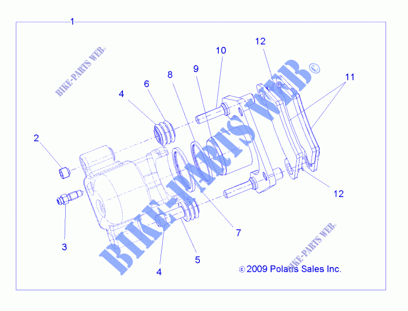 FREIN ARRIERE CALIPER   R13RC08GA/GH/FA/FH (49RGRCALIPERRR10EV) pour Polaris RANGER 48V EV MIDSIZE/INTL de 2013