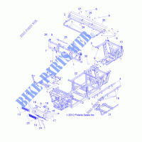 CHASSIS, CADRE AND FRONT BUMPER   R13HR76AG/AR (49RGRCADRE136X6) pour Polaris RANGER 6X6 800 de 2013