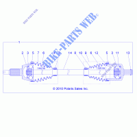 SYSTÈME DE TRANSMISSION, CARDAN AVANT   R13WH90DG (49RGRSHAFTDRV11DCREW) pour Polaris RANGER CREW 900 DIESEL de 2013